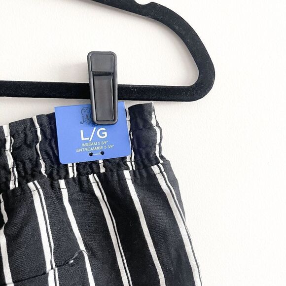 Jachs Girlfriend Womens Shorts Linen Blend Stretch Pinstripes Black White Large - Picture 5 of 9